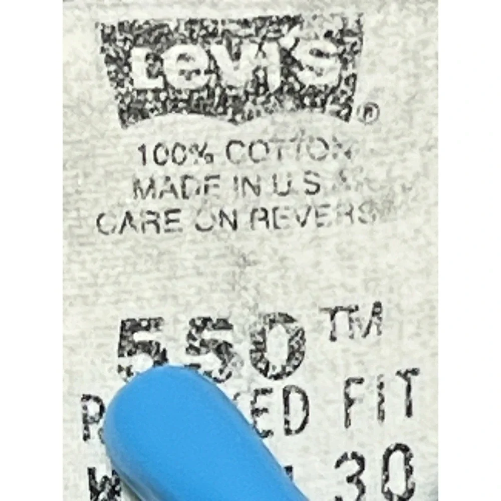 Levis 550' Jeans Mens 42x30 Gray Denim Relaxed Fit Black Tab 90s Made USA